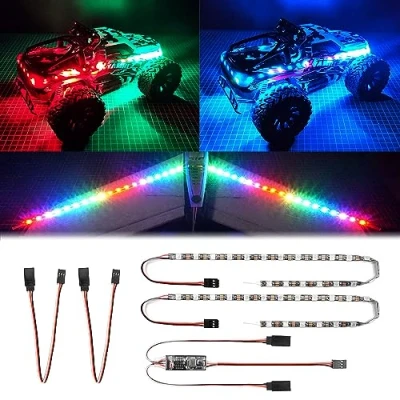 Image of RC LED Light Strips Kit for Car Crawler Truck Airplane Boat Drone Fixed Wing Traxxas TRX4 Axial SCX10 Color Changeable