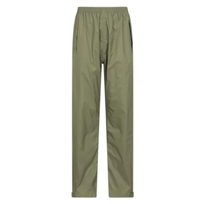 Image of Mountain Warehouse Pakka Womens Waterproof Over Trousers Packaway Bag, Breathable Rain Pants, Hook &amp; Loop Ankle Opening Ladies Rainwear for Autumn Winter Outdoors Khaki Women&#039;s Size 8