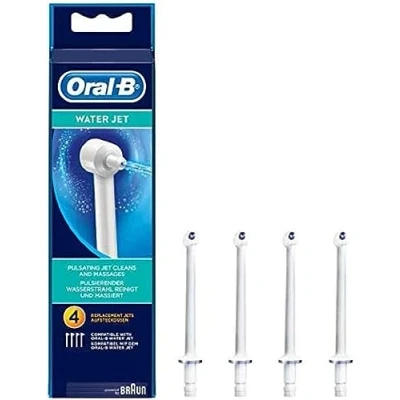 Image of oral B WaterJet replacement nozzles for wash/interdental cleaner, pack of 4, thorough teeth cleaning and massage the gums, white