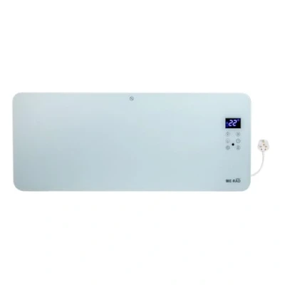 Image of Adept E RAD Scavo Smart Wi Fi Glass Panel Heater 2000W Adjustable Heat Settings with Thermostat, Smartphone App Control Radiator, Wall Mounted Free Standing Low Energy Heaters Timer, White