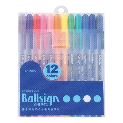Image of SAKURA Gel Ink Ballpoint Pen, Ball Sign (Gelly Roll) 12 Color Set (PGB12)