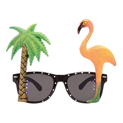 Image of Bristol Novelty BA568 Glasses Flamingo/Palm Tree 1pc, unisex adult, Multicolor, One Size