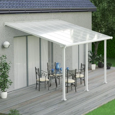 Image of 10x14 Palram Canopia Olympia White Patio Cover With Clear Panels