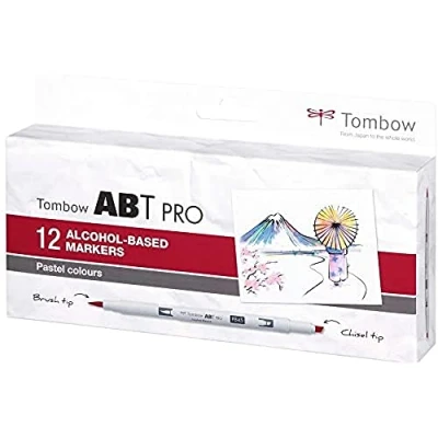 Image of Tombow ABT PRO Alcohol based Marker Pens Set of 12 Pastel Colours