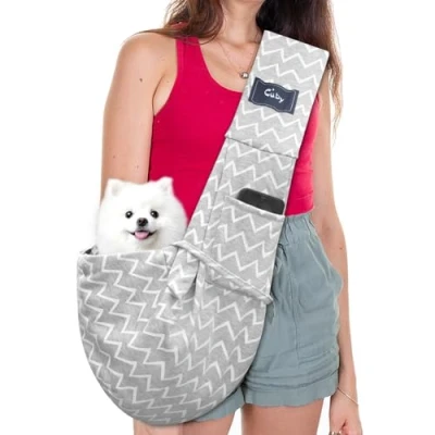 Image of CUBY Puppy Dog Carrier, Pet Sling Carrier for Small Medium Dogs Hands free Cat Comfortable Widen Shoulder Strap Double sided Pouch