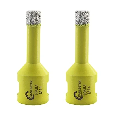 Image of Diamond Tile Drill Bits 2pcs 10mm SANLEETEK Vacuum Brazed Hole Saw for Ceramic Porcelain Marble Granite M14 Thread