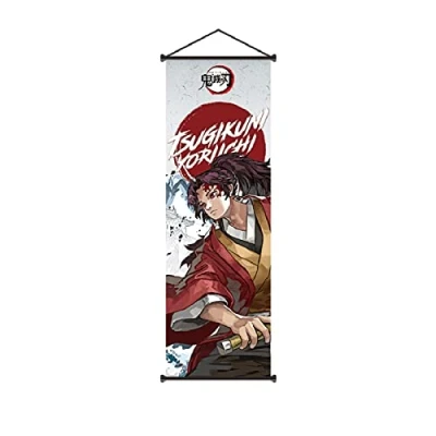 Image of TPone Demon Slayer Poster, Anime Poster Wall Art Scroll, 27.5 x 9.8 Inch Canvas Hanging Paintings Decor for Home Dorm Office (Tsugikuni Yoriichi)