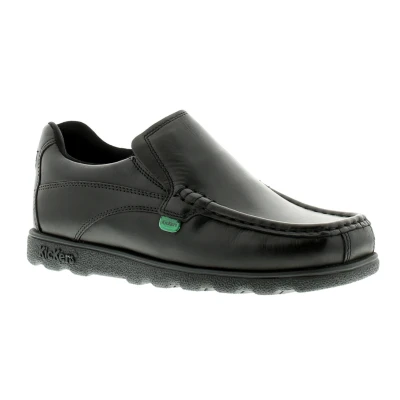 Image of Kickers Youth Boy&#039;s Fragma Slip On Moc Toe Comfortable Leather Shoes, Black, 6 UK