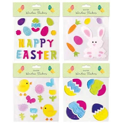 Image of Tallon International Easter Room Decorations 4 Pack Window Gel Stickers