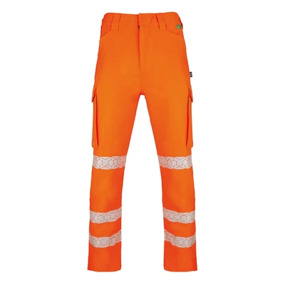 Image of Beeswift Envirowear Orange Hi Vis Trouser Unisex Reflective Sustainable Circular Process Safety PPE Workwear 38 Tall