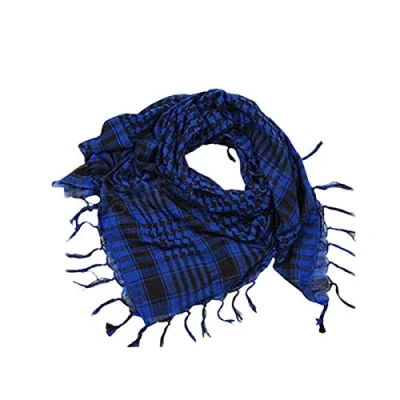 Image of HshDUti Desert Shemagh Scarf Stylish Versatile Fashion for Men &amp; Women Plaid Military Tactical/Desert Keffiyeh Wrap Royal Blue