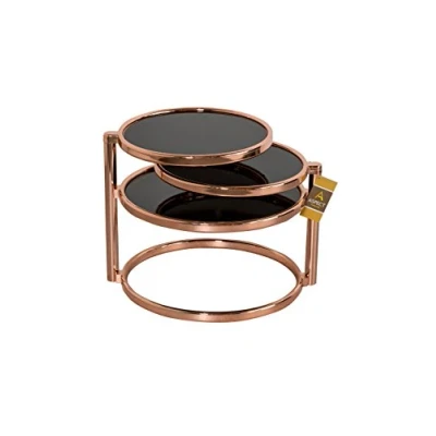 Image of ASPECT Eterntity Glass Coffee Table in Cooper Frames with Swivel Motion, Tempered, Copper/Black, 58x50x43 cm