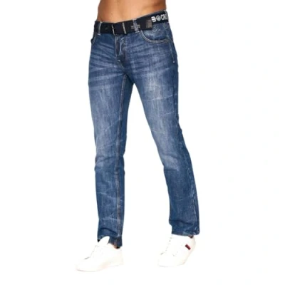 Image of Crosshatch Mens Straight Leg Fashion Jeans Trousers Regular Fit Stylish Branded Denim by JeanBase Stonewash 36W X 34L