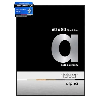 Image of nielsen Alpha Photo Frame 60x80cm Aluminium Picture Frame, Black with Protective Float Glass and Push Turn Clips Jet Matt