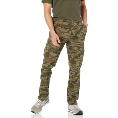 Image of Amazon Essentials Men&#039;s Slim Fit Stretch Cargo Trousers (Available in Big &amp; Tall), Green Camo, 38W / 29L