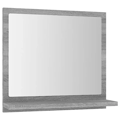 Image of vidaXL Bathroom Mirror in Modern Grey Sonoma Finish 40x10.5x37 cm, Engineered Wood, With Practical Shelf, Easy to Clean