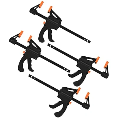 Image of Woodworking Clamp Set 4/6/12 inch,Quick Grip Clamps, Ratchet Bar One Handed Clamp, Ideal for Fast and Easy Clamping Applications DIY Projects (4 Pack(4 inch))