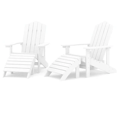 Image of vidaXL Garden Adirondack Chairs 2 pcs with Footstools HDPE White