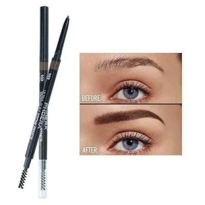 Image of PHOERA Ultra Slim Eyebrow Liner Pencil With Brow Brush AQUAPURITY Fill &amp; Sculpt Definer Natural Looking Brows Long Lasting (103 DARK BROWN)