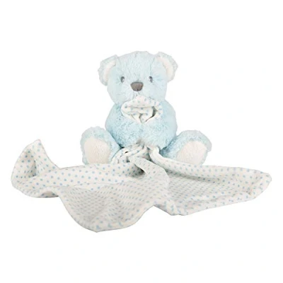 Image of Suki Gifts International Super Soft Boa Blanket with Blue Bear Plush Rattle