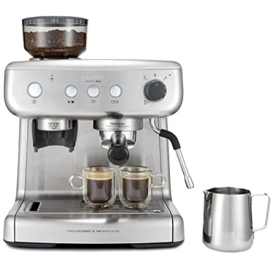 Image of Breville Barista Max Espresso Machine , Latte &amp; Cappuccino Coffee Maker with Integrated Bean Grinder Steam Wand 2.8 L Water Tank 15 Bar Italian Pump Stainless Steel