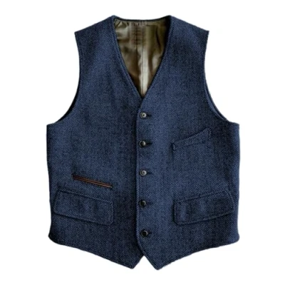Image of Solovedress Wool Suit Vest Formal Regular Fit for Wedding Groomsmen, navy, XXL