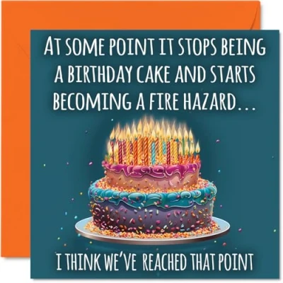 Image of Funny Birthday Cards for Men Women Fire Hazard Rude Card Mum Dad Brother Sister Son Daughter Nan Grandad, 145mm x Greeting Cards, Joke Humour 30th 40th 50th Bday