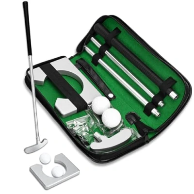 Image of Golf Putter Set Portable Mini Equipment Practice Kit with Detachable Ball for Indoor/Outdoor Trainer