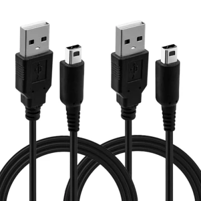 Image of Mcbazel 2Pcs USB Power Charger Cable Cord for Nintendo DSI/ 3DS/ 3DS XL/New / NEW 2DS 2DS/2DS XL/2DS/Dsi XL Black(1.2M)