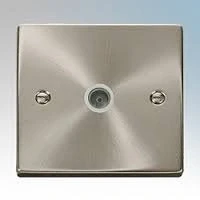 Image of Click Deco Single Coaxial Television Outlet Satin Chrome White VPSC065WH