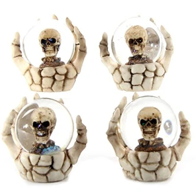 Image of Egg n Chips London Fantasy Skeleton Hand and Skull Snow Globe