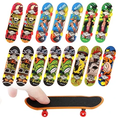 Image of Anruyi 15 PCS Mini Finger Skateboards, Skateboard Toy Deck Truck Board Sports Skateboards Party Favours Fingerboard for Bag Fillers Boards Boys Kids, Random Color