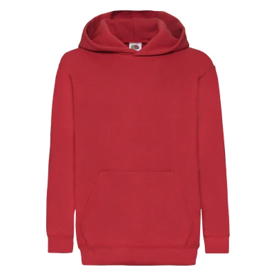 Image of Fruit of the Loom Childrens Unisex Hooded Sweatshirt / Hoodie (Red) Size 12 13Y