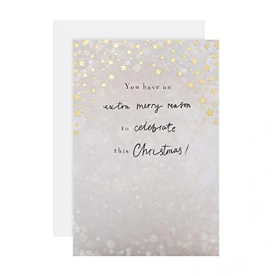 Image of Hallmark State of Kind Christmas Card Contemporary Golden Stars Design
