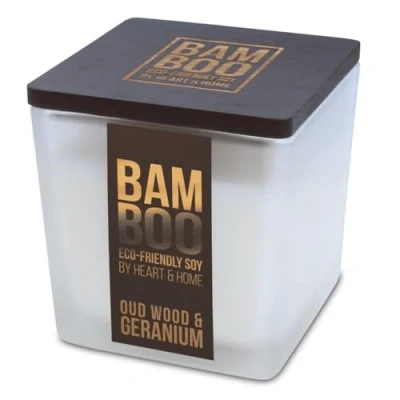 Image of History &amp; Heraldry Jar Candle Small Oudwood and Geranium Fragrance Bamboo Range by Heart Home