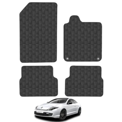 Image of 5mm Rubber Car Mats Compatible With Renault Laguna (2007 2015) [Saloon/Estate] Tailored Fit Floor Set Accessory Custom Anti Slip Backing Heavy Duty Waterproof Easy Clean Durable Weather