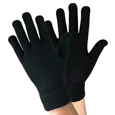 Image of Sock Snob Adult Mens Thin Knitted Winter Warm Magic Thermal Wool Gloves for Cold Weather (One Size, WG Black)