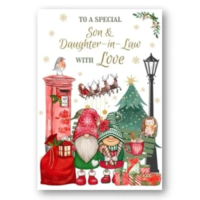 Image of Second Ave Son &amp; Daughter in Law Christmas Winter Postbox Xmas Holiday Festive Greetings Card