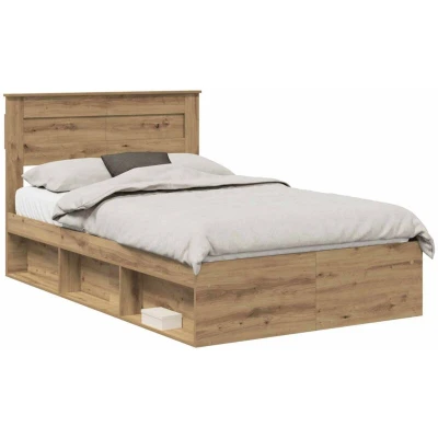 Image of vidaXL Bed Frame with Drawer Artisian Oak 135 x 190 cm Solid Pine Wood