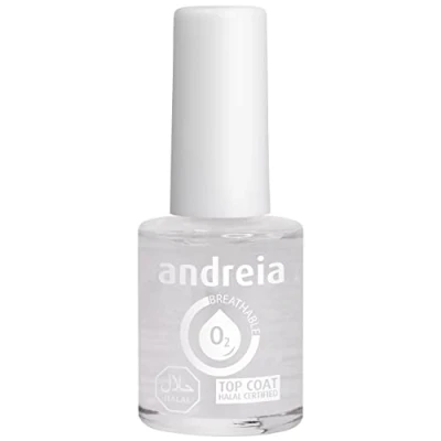 Image of Andreia Halal Breathable Nail Polish Top Coat Water Permeable Glossy Vegan and Cruelty Free Clear 10.5 ml