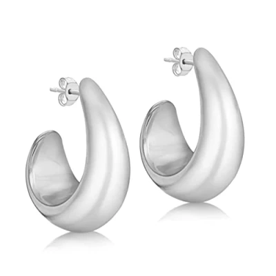 Image of Tuscany Silver Women&#039;s Sterling Graduated Curl Electroform Earrings