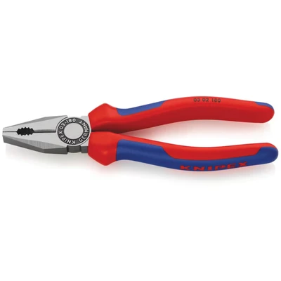 Image of Knipex Combination Pliers black atramentized, with multi component grips 180 mm (self service card/blister) 03 02 SB