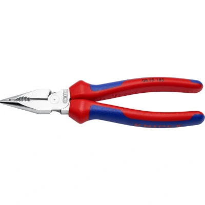 Image of KNIPEX 08 25 185 Needle Nose Combination Pliers with Multi Component Grips Chrome Plated