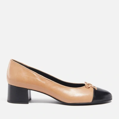Image of Tory Burch BOW Classic heels, Women&#039;s, Size: 6, Ginger shortbread/perfect black Leather