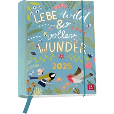 Image of Buchkalender 2025: Lebe wild und voller Wunder: Wochenplaner Terminplaner Organizer. Praktischer Taschenkalender mit Spiralbindung, 12 heraustrennbare Postkarten inkl.