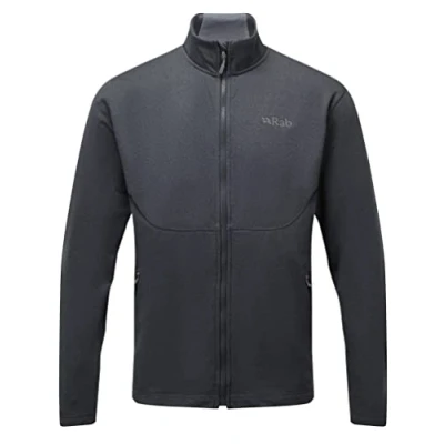 Image of Rab Men&#039;s Geon Jacket Casual Lightweight Fleece Sweatshirt Black/Steel Small