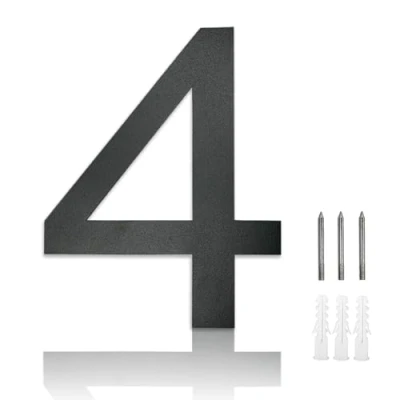 Image of MOLVCE Stainless Steel Door Numbers, 8 inch Modern House Floating Signs for Outside, Number Sign Screw On Home, Address, Store, Font Arial, Anthracite Gray 4