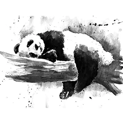 Image of Wee Blue Coo Panda Sleeping Watercolour Art Print Canvas Premium Wall Decor Poster