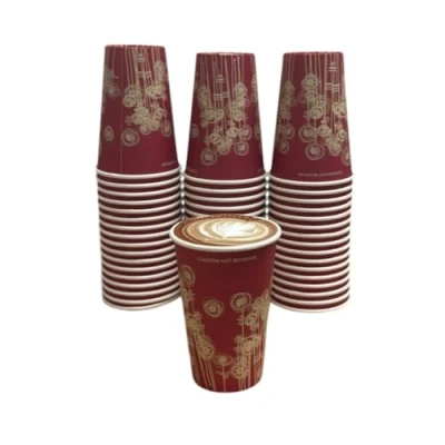 Image of Maxland 50 Paper Cups Disposable for Hot and Cold Drinks Eco Freindly Drinking Coffee Vending Cup 9oz 25cl Swirl Design