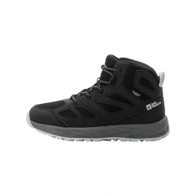Image of Jack Wolfskin Woodland 2 Texapore MID Unisex Hiking shoes for kids, Size: 10K, Phantom Synthetics/textile